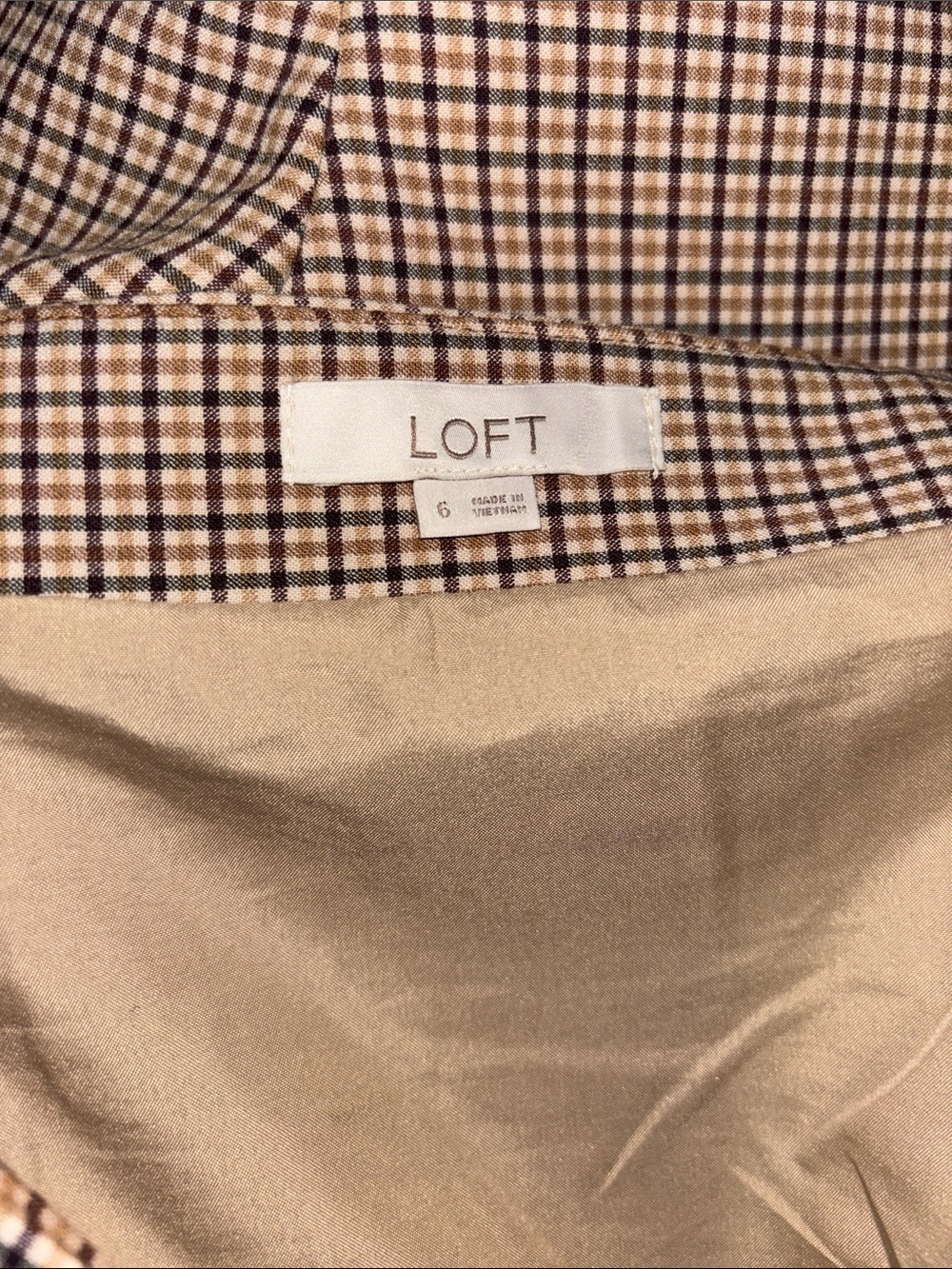 LOFT Neutral palette Plaid blazer and skirt set size 6 - Picture 11 of 11
